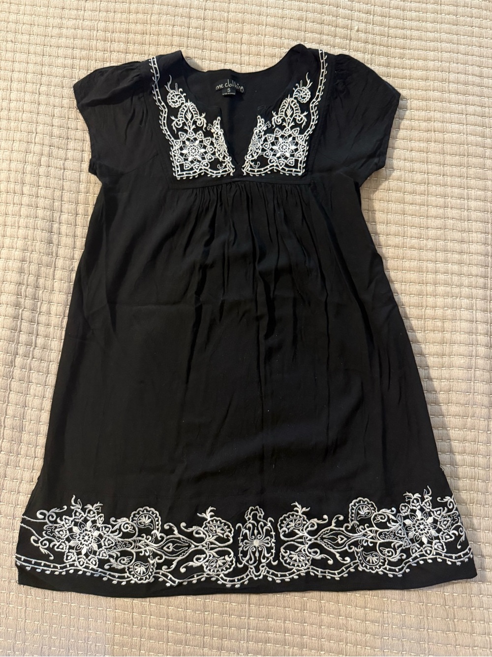 Black Tunic with White Embroidered Detail